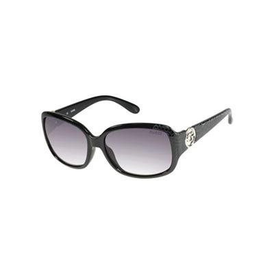 Black mock croc square sunglasses